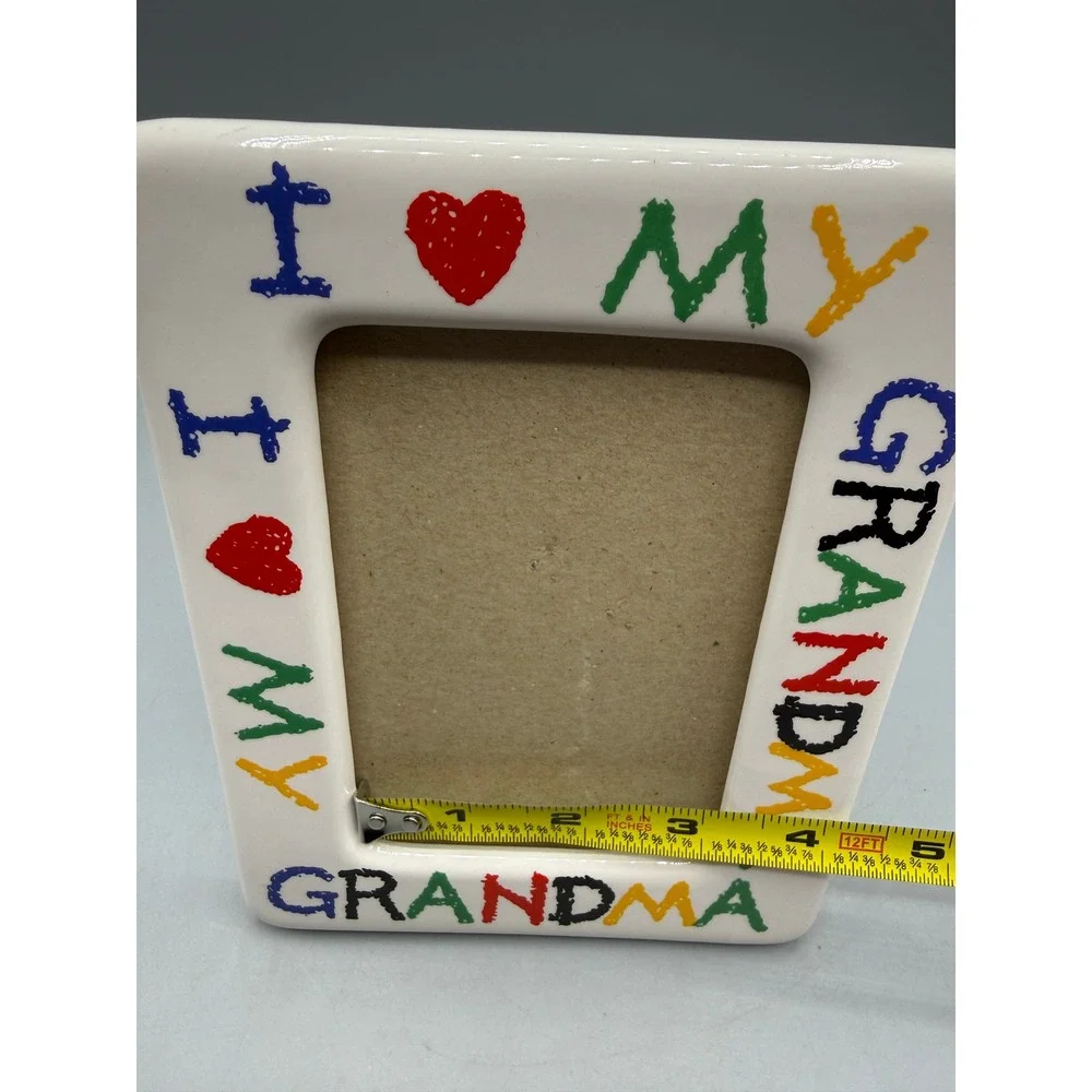 I Love My Grandma Ceramic Picture Frame White Multi Color Crayon Style 4x6 photo